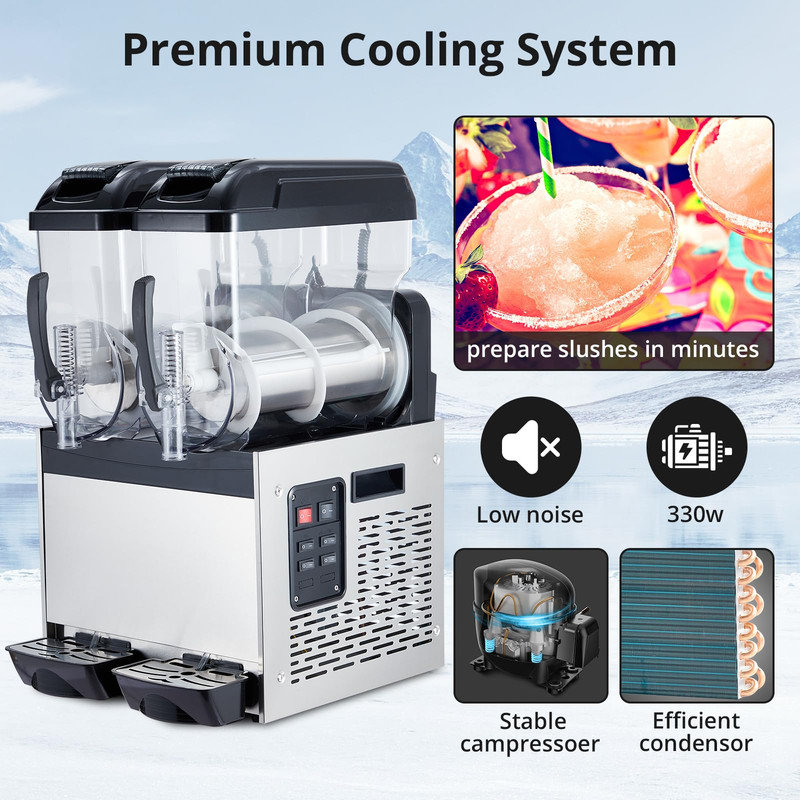 Machine à boisson glacée 700W commerciale à deux réservoirs en acier inoxydable 12L