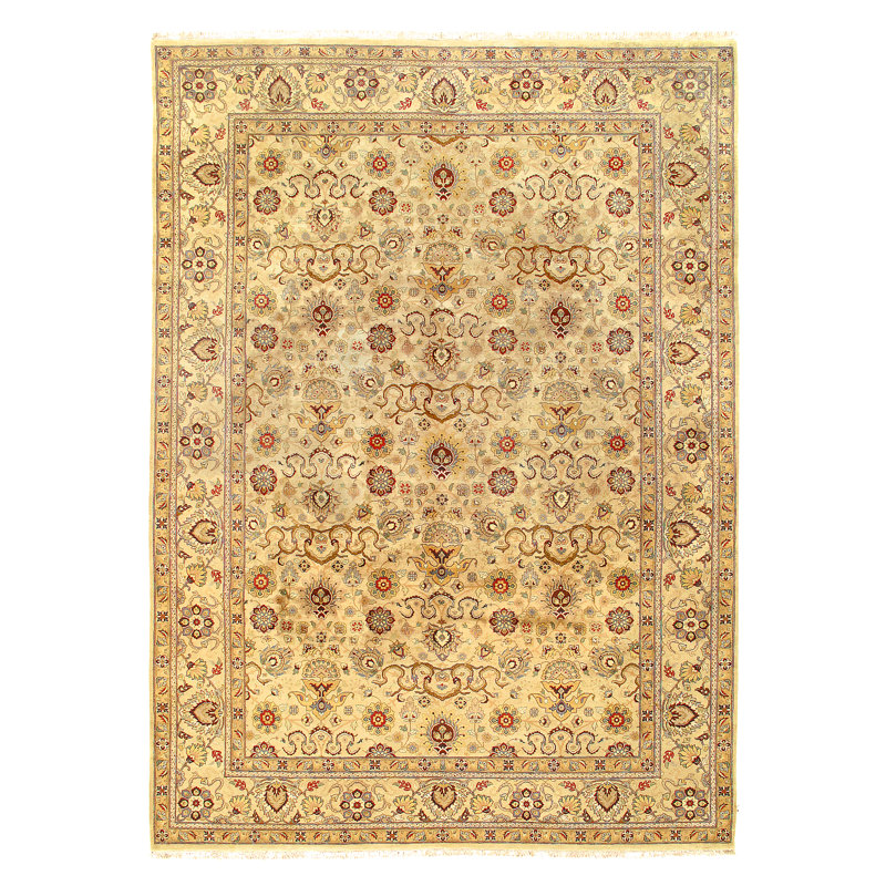 Tapis unique noué à la main brun / beige 10 pi x 14 pi Agra