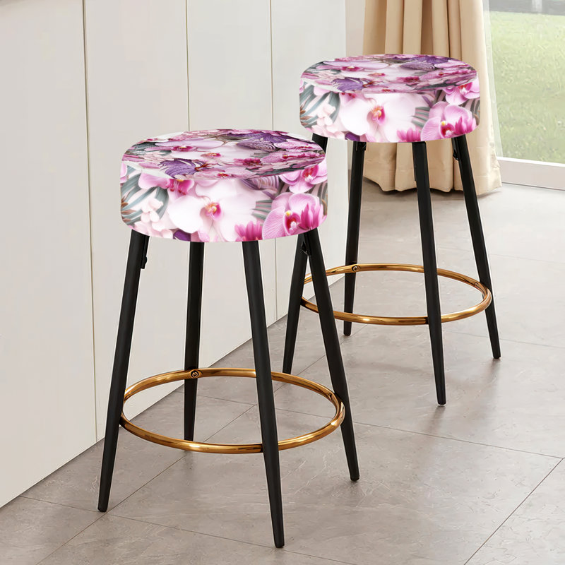 Orchid Dreams - motif tropical - ensemble de 2 tabourets de bar tropicaux