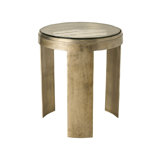 Nuvola Antique Zinc Cast Aluminum Round End Table with Cast Glass Top