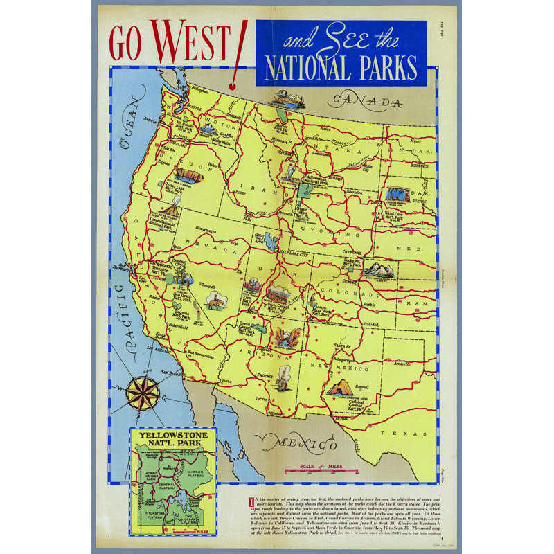 Hamzeh " Go West National Parks Map ", 30" H x 20" W