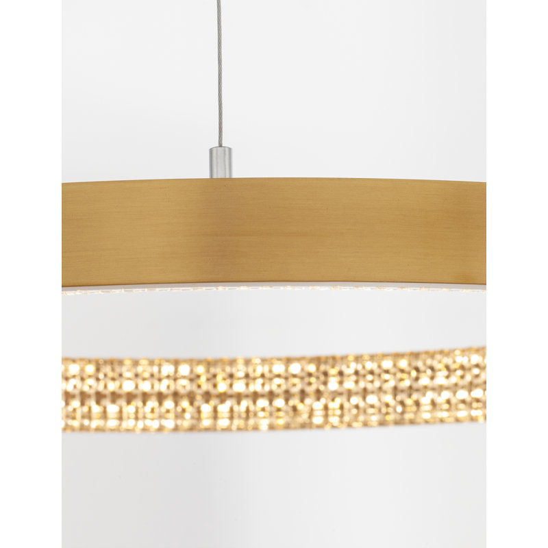 1 - Light Antique Gold LED Crystal Pendant, 4cm H x 40cm W x 40cm D