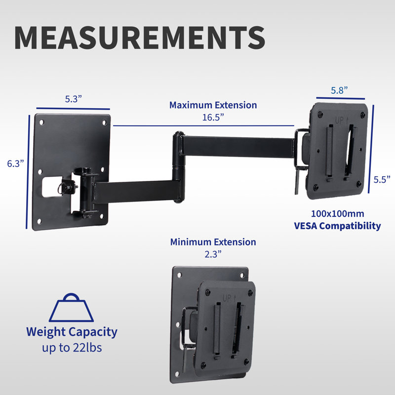 VIVO Sturdy Plastic Polymer RV TV Mount with Articulating Arm, VESA 100x100mm