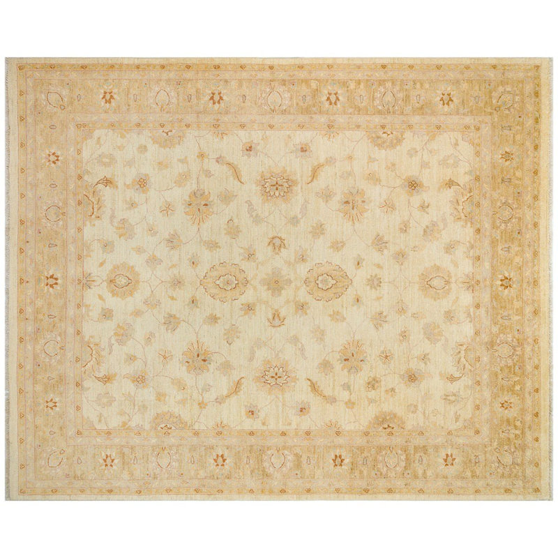 Jylène floral tissé à la main beige 100% laine oriental