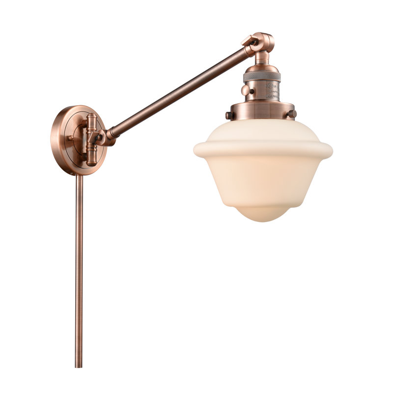 Calliope Plug-in Swing Arm Sconce, 3.5 Watt Vintage LED Bulb, Polished Nickel, Matte White Cased