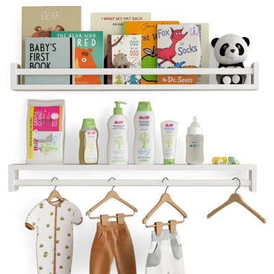 UTAH Wood Wall Shelf, 32", White, 2Pcs