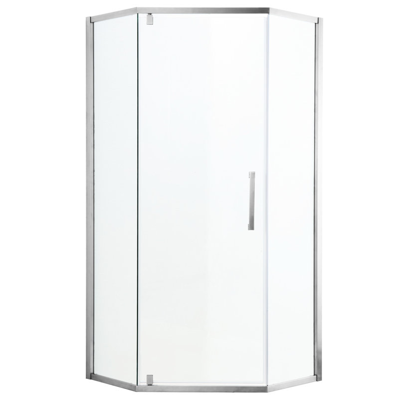 Demi-douche, 34 1/8 po x 72 po, verre trempé 72 po, magnifique, Argent argent