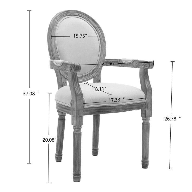 Chaise de salle à manger en bois massif de style français, ensemble de 2