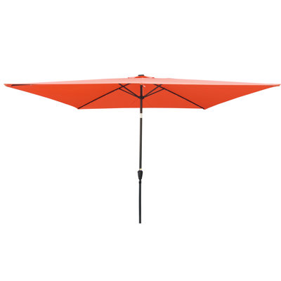 10X6.5Ft Rectangular Outdoor Umbrella With Solar Lights And Easy Tilt Mechanism Patio 26 Canopy