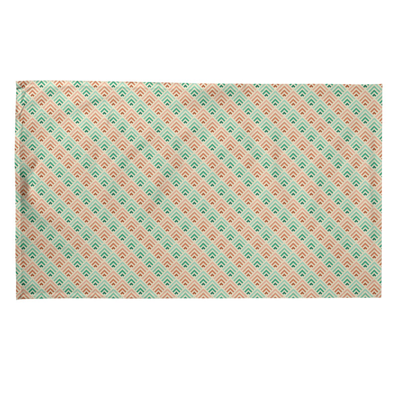 Torchon à motif géométrique à rayures, Polyester sergé, Orange/vert