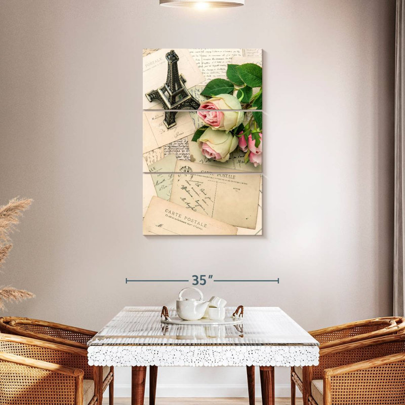 Hardie roses sur des cartes postales françaises, H 45 po x l 28 po