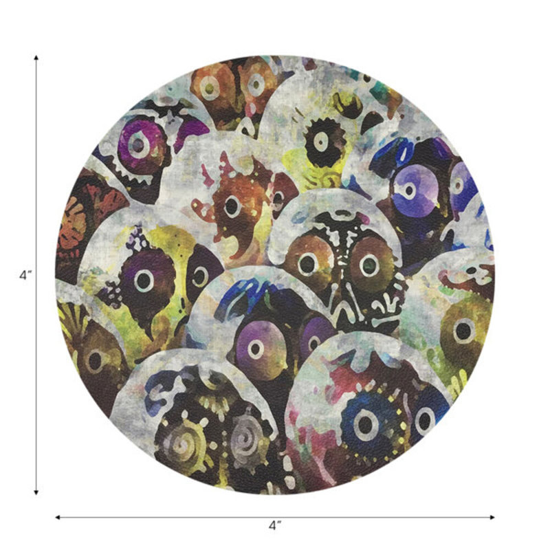 Dia De Los Muertos Rich Vegan Leather Round Coasters