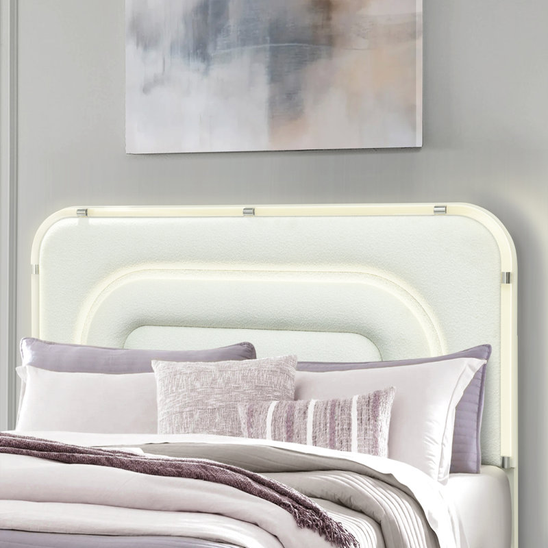 Grand lit Nora Beige avec DEL, Grand lit