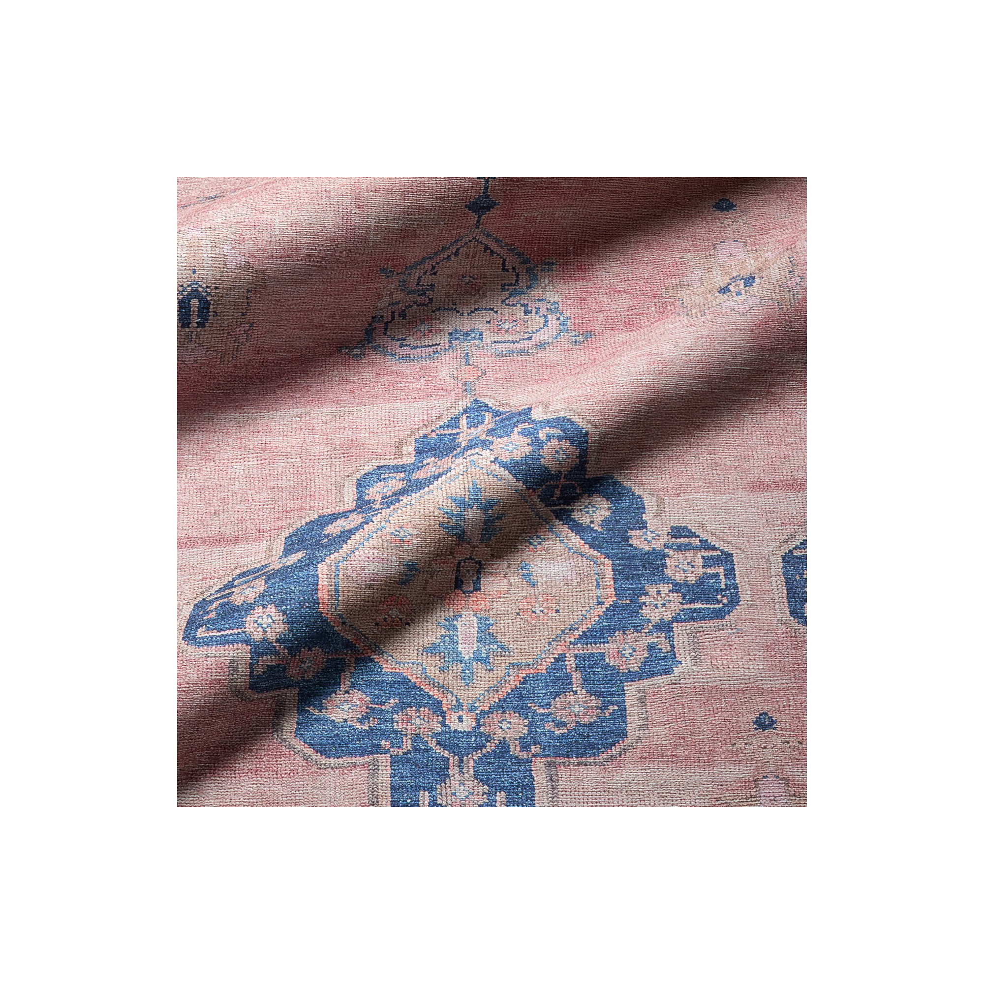 Machine Washable Pink/Blue Rug, Runner 3' x 10'