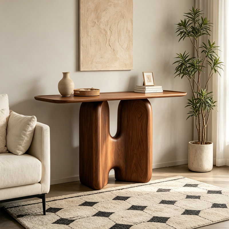Modern multi-functional solid-color console table, 31.5" H x 62.99" W x 13.78" D, Brown, Brown, Brown