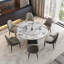 Ensemble de table de salle à manger 51 po, table de cuisine moderne avec chaises de salle à manger pour 6 personnes et pieds en acier piédestal-768394882-755896620