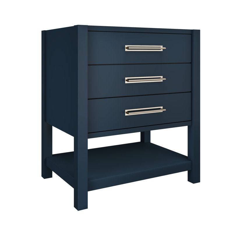 Kiawah Three-Drawer Single Bath Vanity, Hague Blue, 30", Satin Nickel