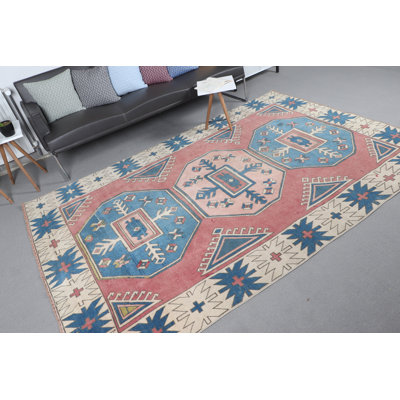 Handwoven Wool Turkish Kilim Rug With Geometric Design For Bohemian Decor And Living Room Carpet In Ethnic Style And Multicolor Area Rug