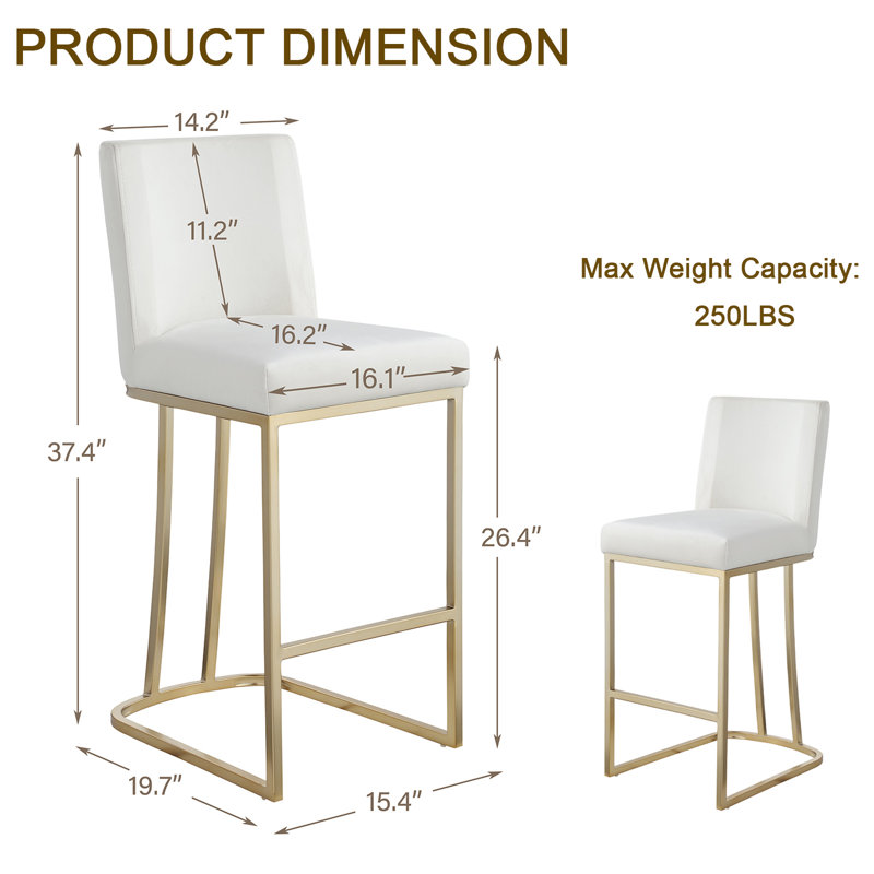 Ayse Upholstered Counter Stool, White