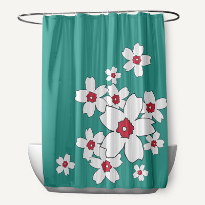 Rideau de douche simple à motif floral Hiromesa
