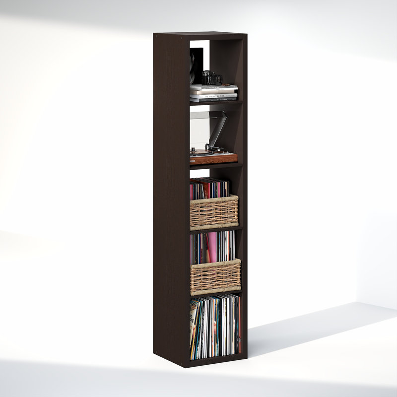 Tanvee 182.7 cm H Media Shelves, Dark Oak