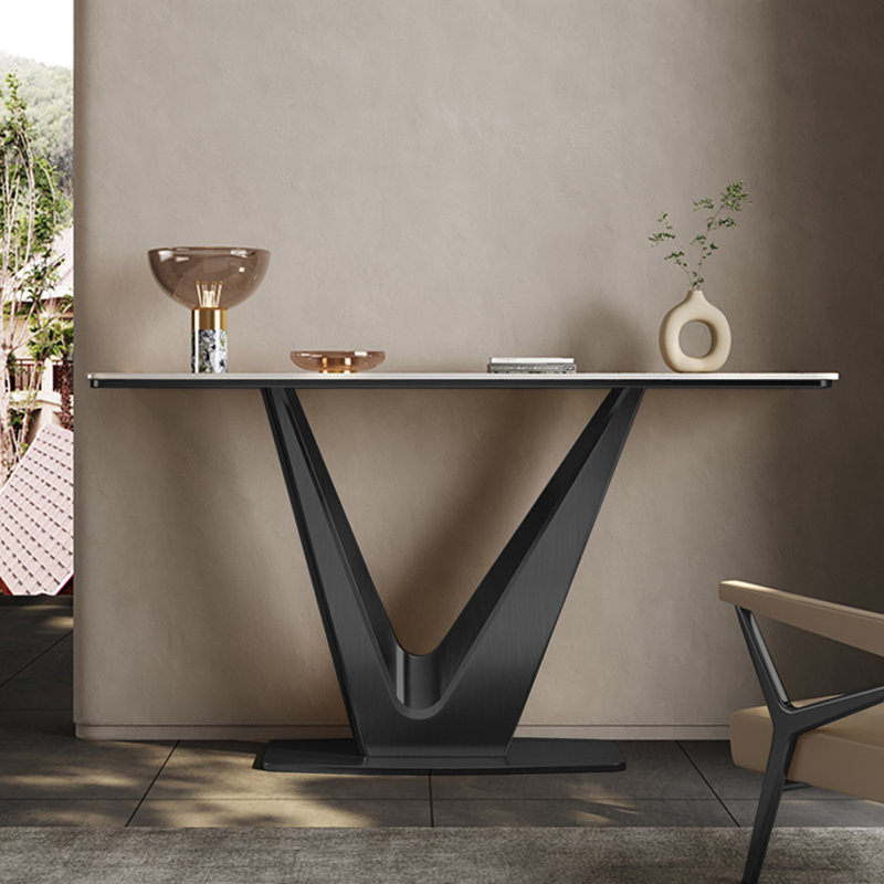Modern simple luxury rectangular console table, 33.5" H x 59" W x 13.8" D, Black