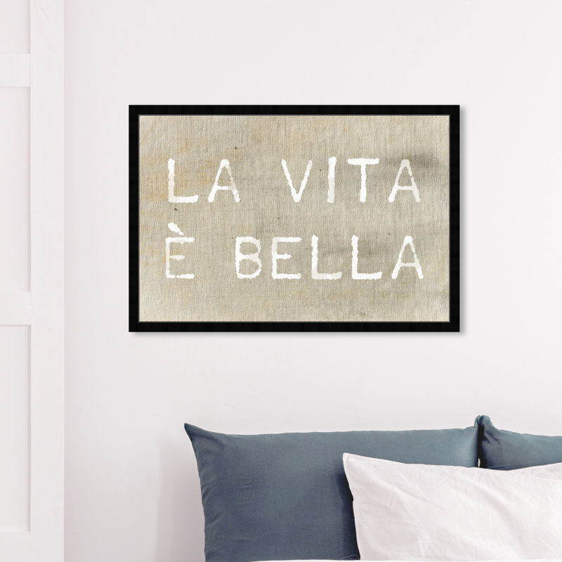 " Life Is Beautiful Typography And Quotes ", 26" H x 38" W, Black Framed