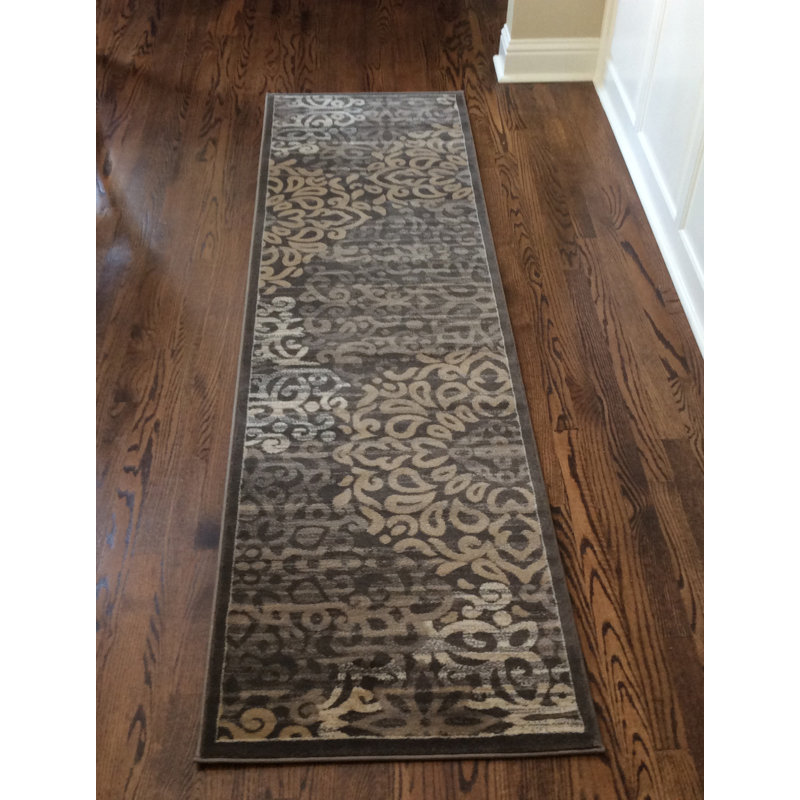 Tapis brun / ivoire Pisa, Tapis de couloir 2 pi 2 po x 7 pi 7 po
