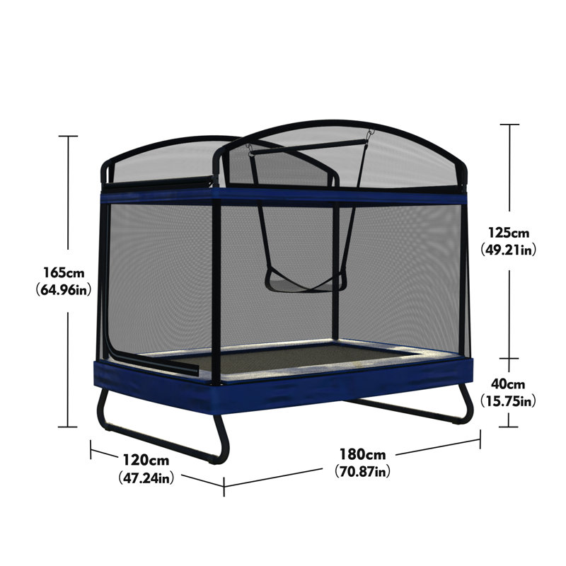 Trampoline carré d'extérieur carré 4 * 6Ft pour enfants adultes long trampoline rectangulaire