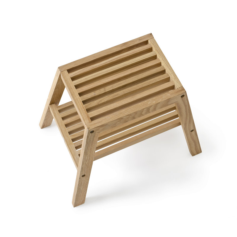 Belinda Solid Wood Accent Stool, Natural Oak