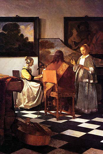 Trio musical par johannes vermeer-impression, H 42 po x l 28 po x P 1,5 po