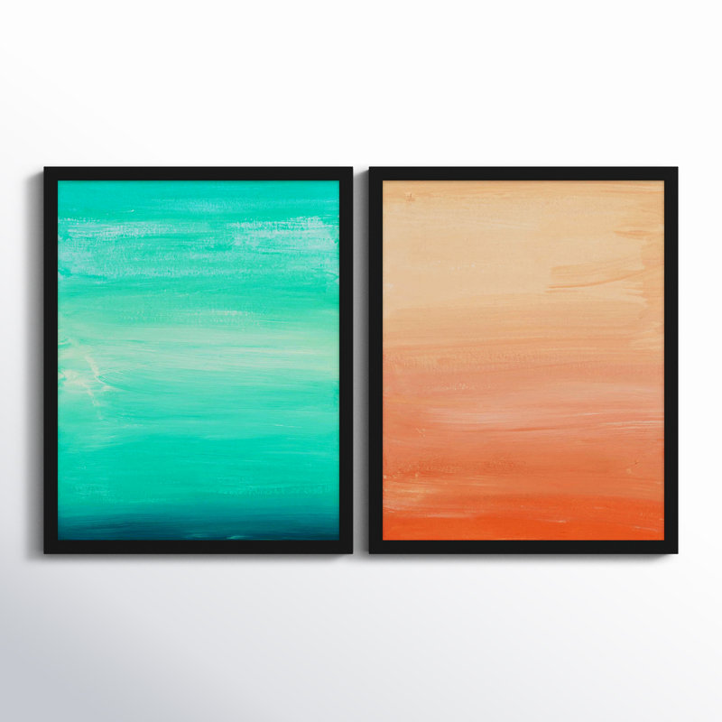 "Daydream 3 & 4.", ensemble de 2 pièces encadrées par Andrea Stokes, Papier avec cadre noir, H 20 po x l 32 po x P 1,25 po