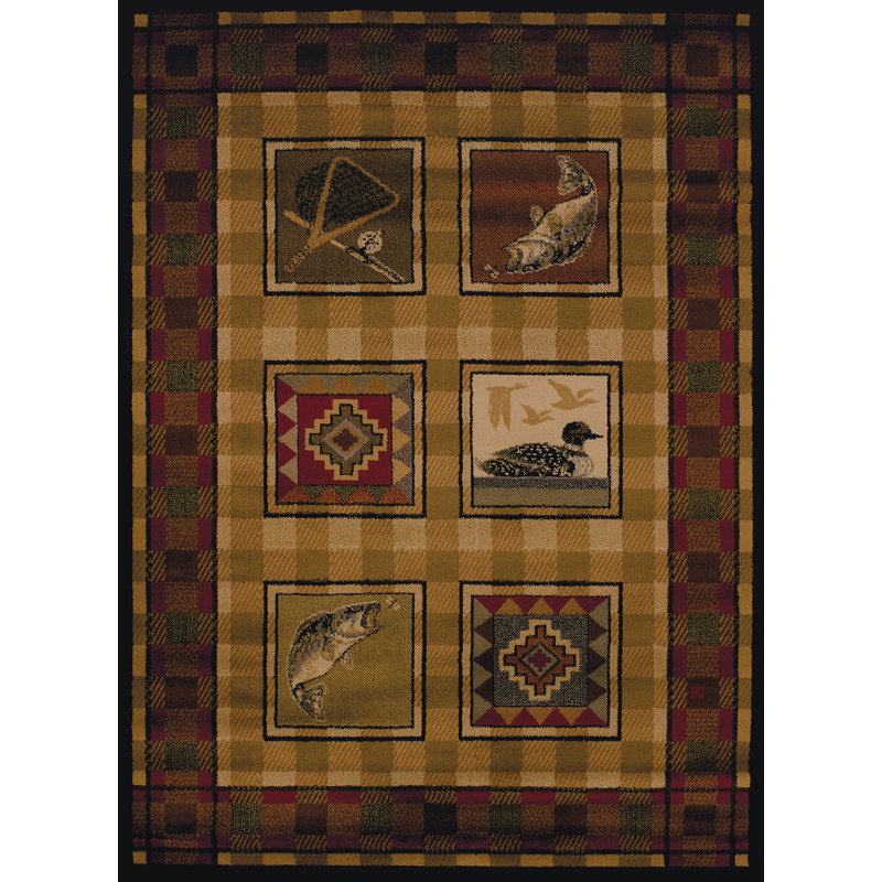 Tapis à bordure jaune Sayre, Rectangle 1 pi 10 po x 3 pi