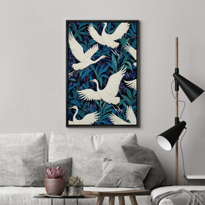 Impression sur toile, "Swans Flying In Tropical Botanical"