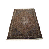 One-of-a-Kind Rectangle 3'8" X 5'6" 1980s Wool Area Rug in Orange/Beige/Blue