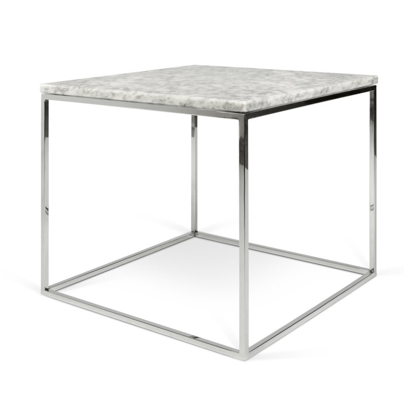 Tonya Frame End Table, White, Chrome
