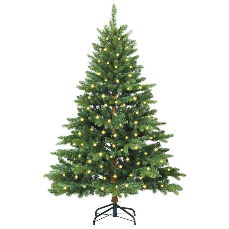 Artificial Christmas Tree with 150 LEDs Green cm PE and PVC, Green, 4.92' H