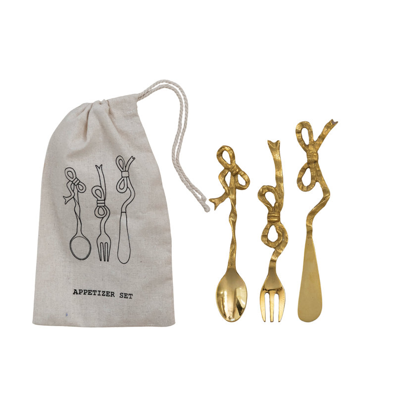 Brass Bow Handle Appetizer Set