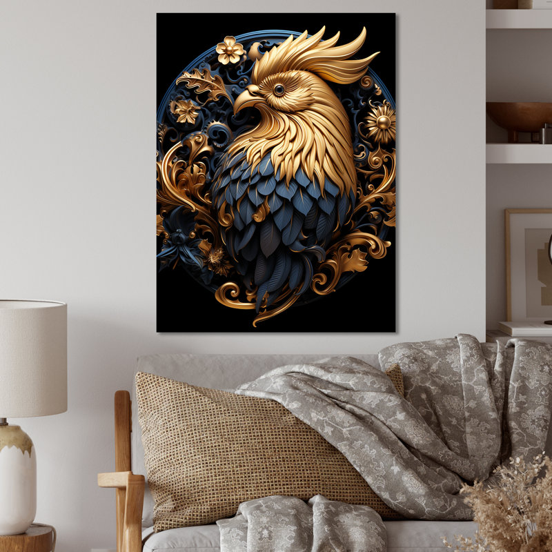 Art mural en métal Baroque Rooster Collage, H 32 po x l 16 po x P 1 po