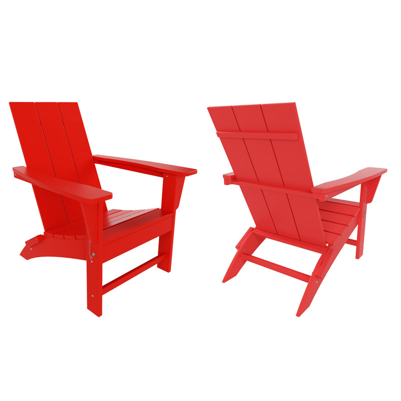 Joubert Foldable Outdoor Adirondack Set, Red