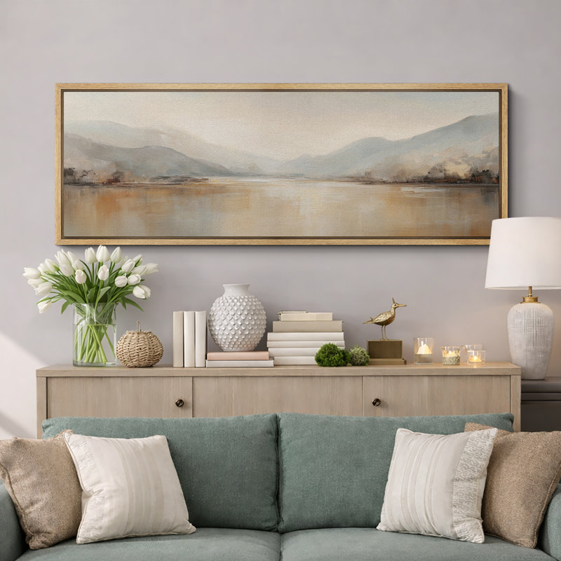 Grande impression sur toile encadrée, impression de paysage abstrait pour la décoration intérieure moderne, H 20 po x l 60 po