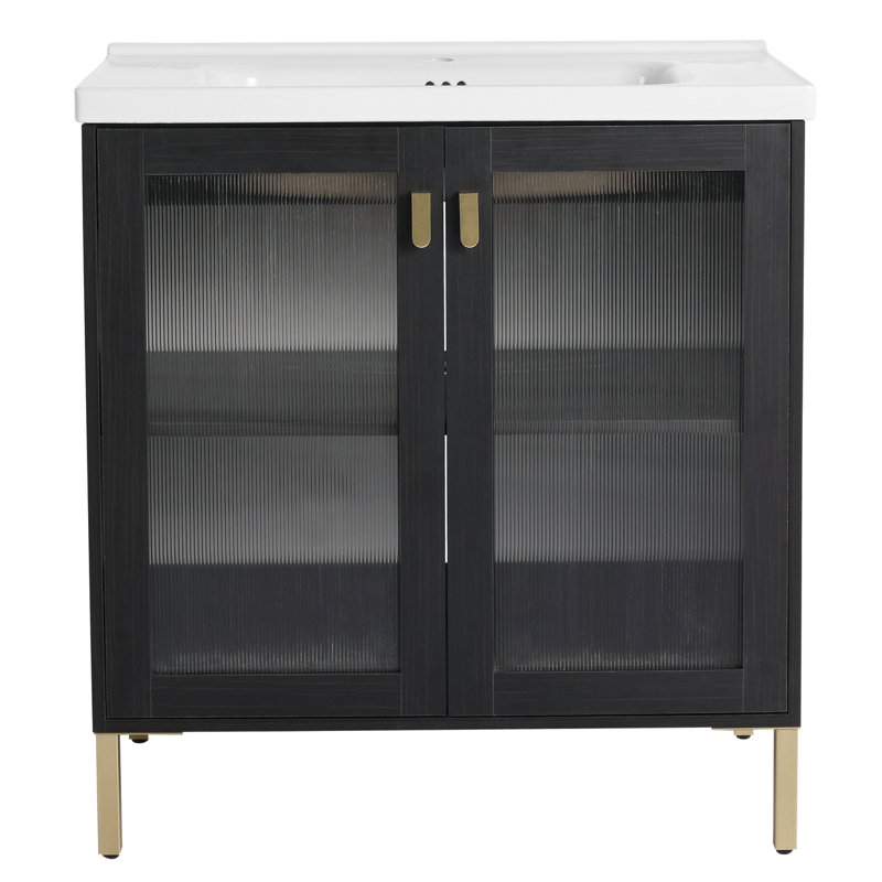 Meuble-lavabo simple 31,99 po avec comptoir en céramique Woudrichem