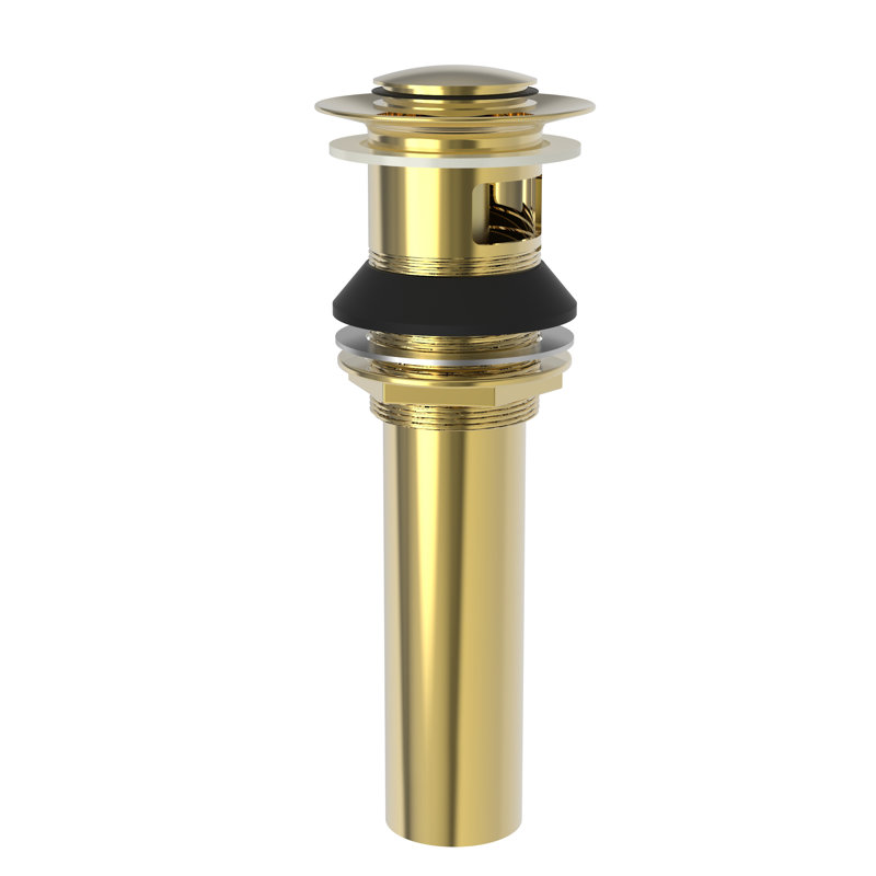 Push Pop-Up Bathroom Sink Drain with Overflow Holes, Polished Gold (PVD), Included