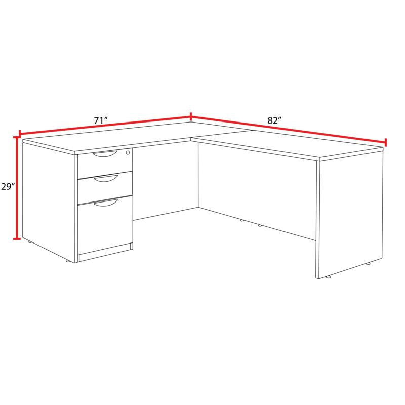 Bureau Dennard avec tiroir à un caisson, H 29 po x l 71 po x P 82 po, Chêne noble