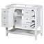 Meuble-lavabo de 36 po en blanc avec lavabo en bois massif et céramique, une armoire, trois tiroirs, finition peinte, autoportant, assemblage sous le comptoir requis, couleur blanche, abattant en peuplier / caoutchouc-124476526