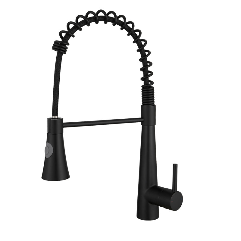 Black Kitchen Sink Faucet With Pull-Out - Stream And Spray Functions For All Purposes Commercial Pull Out Single Handle, Lever Easy Control