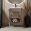 Meuble-lavabo autoportant avec une porte et une tablette ouverte, meuble-lavabo compact et moderne-832746105
