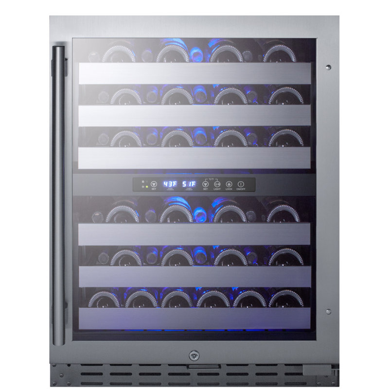 Black Stainless Steel Dual Zone Built-In Wine Refrigerator
