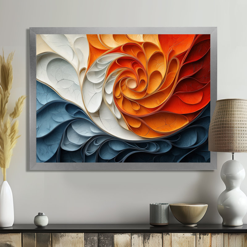 Fragmented Reality of Biomorphism Spiral III - Biomorphism, art mural grand format, H 16 po x l 32 po, Avec cadre