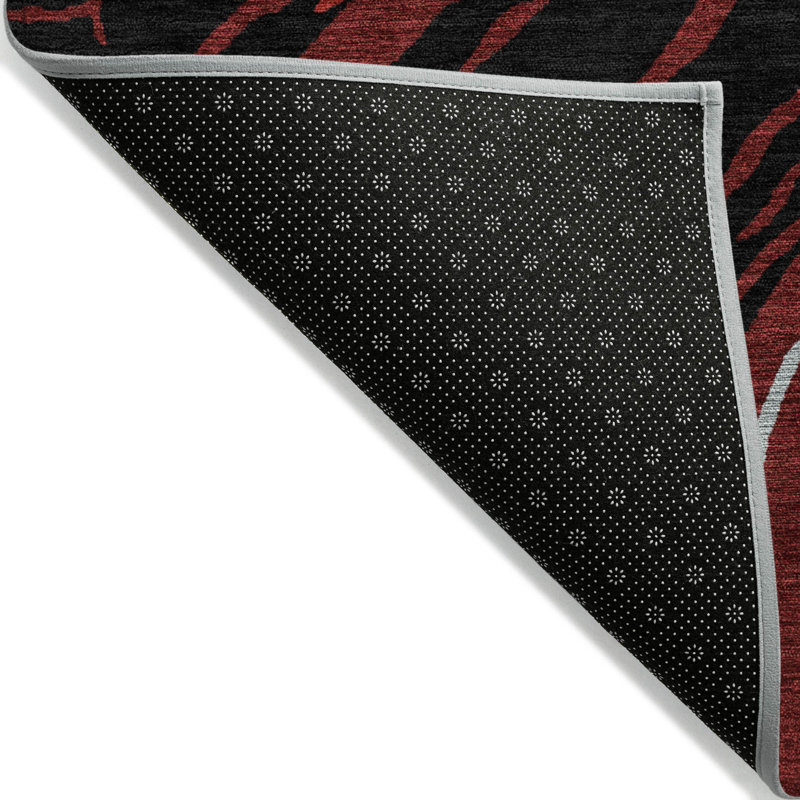 Aureva Black Washable Indoor-Outdoor Rug - , 8' x 8'